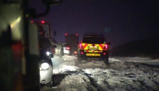Motorists stuck on a hill in East Yorkshire