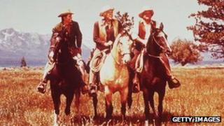 Michael Landon, Lorne Greene and Dan Blocker in Bonanza, one of the TV series Richard Collins worked on