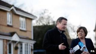 Prime Minister David Cameron with Maria Hutchings in Eastleigh