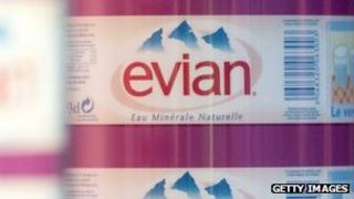 Evian water bottles