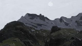 'Moon over Crib Goch' gan Syr Kyffin Williams