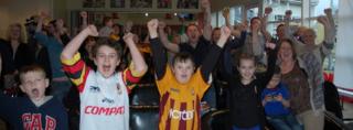 Fans watching Bradford City at the Bradford Bulls stadium