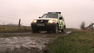 Police vehicle on Wiltshire farm