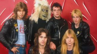 Clive Burr (far left) with other members of the early Iron Maiden line-up