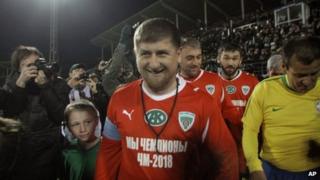 Ramzan Kadyrov at a match inaugurating the Akhmat-Arena in Grozny (2011)