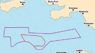 Zone map showing site of proposed off-shore wind farm