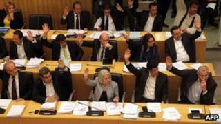 Cypriot parliament voting, 22 March 2013