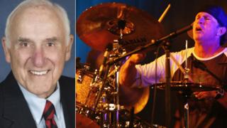 Robert Zildjian, left, and Red Hot Chili Peppers drummer Chad Smith