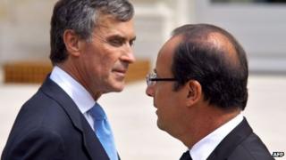 Jerome Cahuzac (left) and Francois Hollande (right), pictured together in July 2012