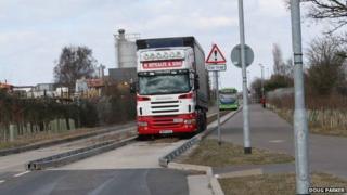Lorry on Cambridgeshire guided busway