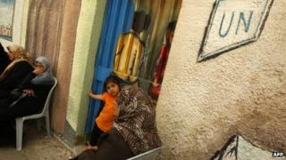 Palestinians held a sit-in outside the offices of the United Nations Relief and Works Agency (UNRWA) in Gaza city on April 8 to demand resumption of food aid
