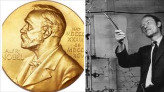 Nobel Prize medal and Francis Crick