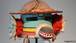 A "Chof Cachina" sacred mask of the Arizona's Hopi native American tribe