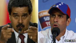 Nicolas Maduro (l) and Henrique Capriles (r)