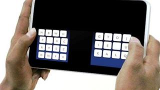 The new keyboard layout is designed to aid type with two thumbs