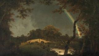 The painting of Landscape with Rainbow.