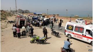 Scene of air strike in Gaza