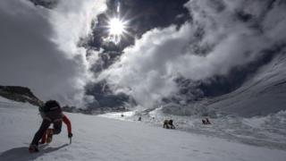 A climber on Mount Everest