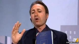 Marino Mastrangeli appearing on Italian LA7 TV (Image: Italian LA7 TV)