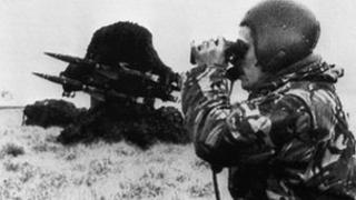 British soldier during the Falklands War