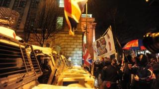 Police at flag protest