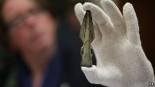 One of the items recovered included a Bronze Age spear head
