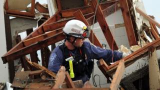 Rescue working among the wreckage in Oklahoma