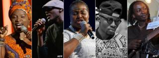 L-R: Angelique Kidjo, 2Face Idibia, Yvonne Chaka Chaka, Fuse ODG and Eric Wainaina