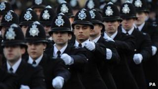 Police recruits marching