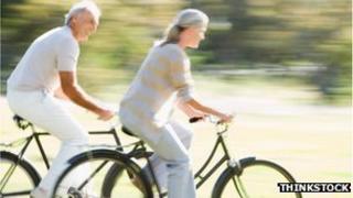 Old people cycling