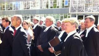 plymouth crown court lose defendants aid legal plans right choose lawyers walked proposals protest caption