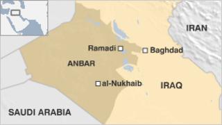 Map showing al-Nukhaib