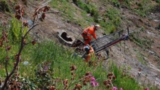 Engineers carrying out soil nailing on the south side slopes of Beaminster Tunnel
