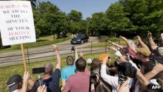 Protesters at the Bilderberg conference