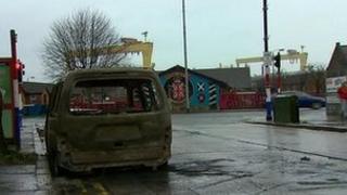 Burnt out car on Templemore Avenue