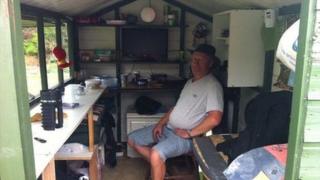 Jim Massey in his shed