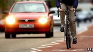 Car and cyclist, Cambridge