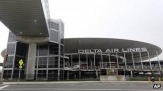 The empty Delta airlines terminal 3 at JFK airport is seen 24 May 2013