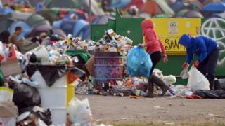 Clean up operation at Glastonbury