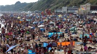 Bournemouth beach on 14 July 2013