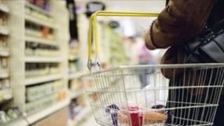 supermarket shelves