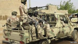 Nigerian troops in Banamba, Mali. 9 April 2013