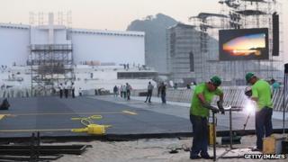 Stage on Copacabana beach on 21 July 2013