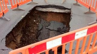 Collapsed road in Henley Street