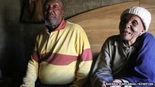 Johanna Mazibuko (R) and her son Tseko Mazibuko