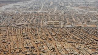 Aerial view of the Zaatari refugee camp