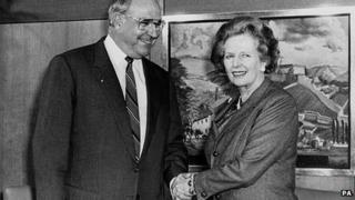 Helmut Kohl and Margaret Thatcher in 1986