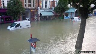Burst water main in Herne Hill