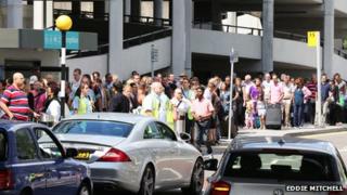 Passengers outside the north terminal at Gatwick