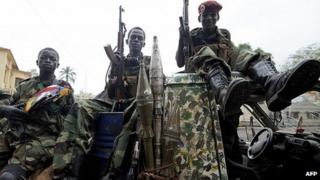 Seleka fighters in the capital Bangui. March 2013